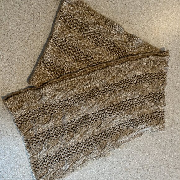 MICHAEL KORS Cable Knit Gold Metallic Weave Infinity Scarf - Picture 1 of 3